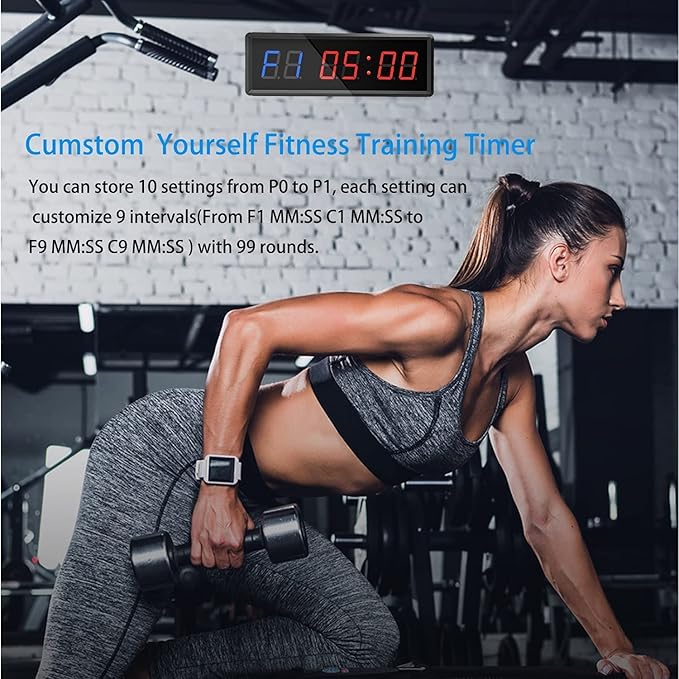 Gym Clock With Remote, 1.5" 1.8" Metal LED Timer, Crossfit Workout Stopwatch, Tabata Countdown for Home