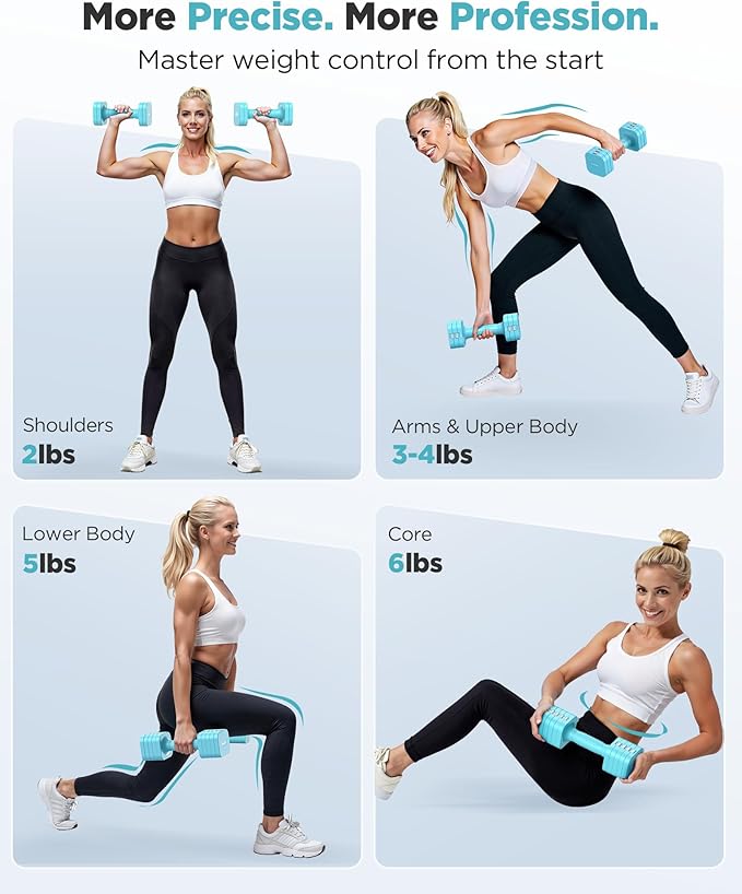 FEIERDUN 5-in-1 Adjustable Dumbbell Set of 2, 12LBS/20LBS Hand Weights for Women, Men, 1s-Adjust Dual-Stable Dumbbell Set for Women Home Gym & Outdoor