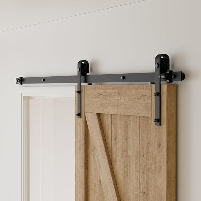 CCJH 10FT Sliding Barn Door Hardware Kit Heavy Duty for Max 61'' Wide Single Wooden Door
