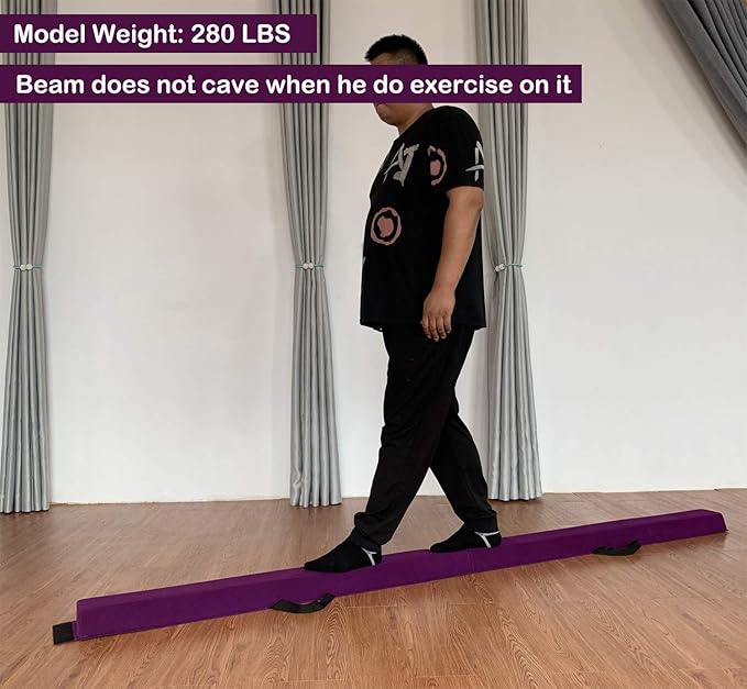 MARFULA 6 FT / 8 FT / 9 FT Folding Gymnastics Beam Foam Balance Floor Beam - Extra Firm - Suede Cover - Anti Slip Bottom with Carry Bag for Kids/Adults Home Use