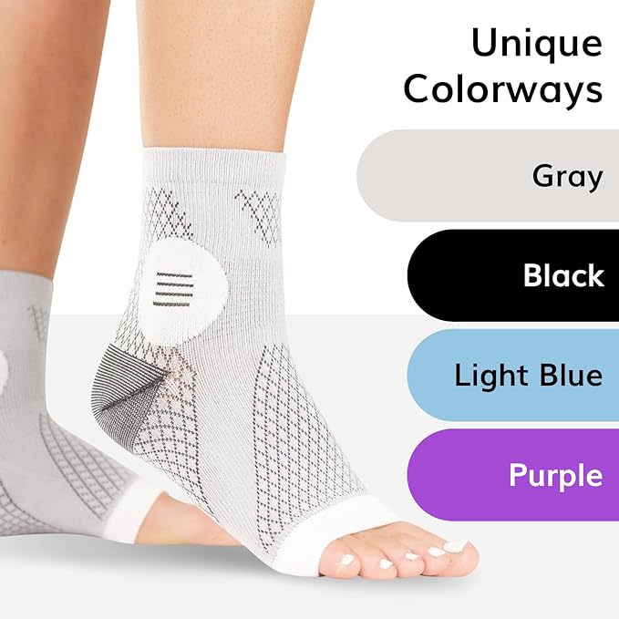 BraceAbility Neuropathy Socks (3 Pairs) - Multipack Peripheral Compression Diabetic Toeless Foot Sleeves for Nerve Damage in Feet, Ankle Gout, Plantar Fasciitis Relief for Men and Women (XL - Gray)
