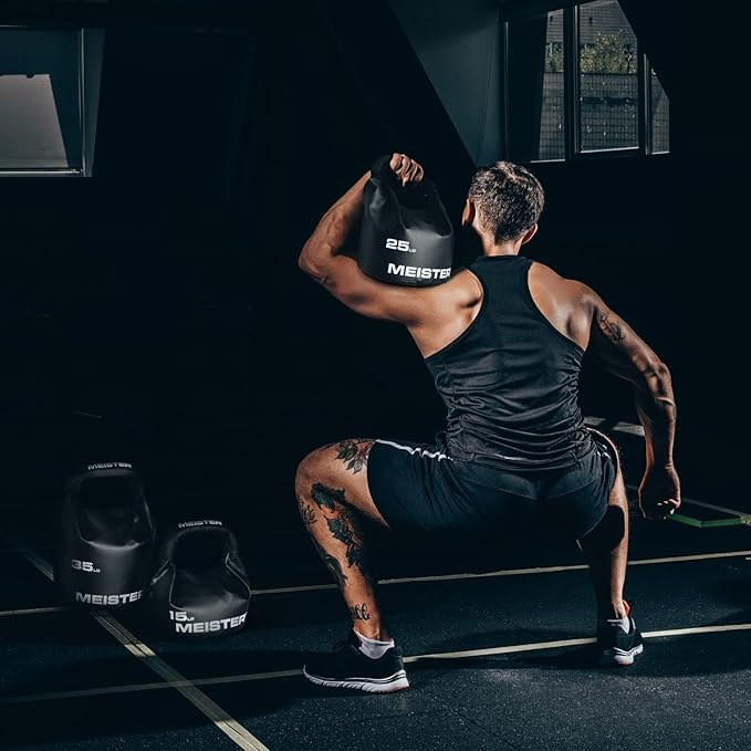 Meister BEAST Portable Sand Kettlebell - Soft Sandbag Weight - 25lb / 11.3kg - Black
