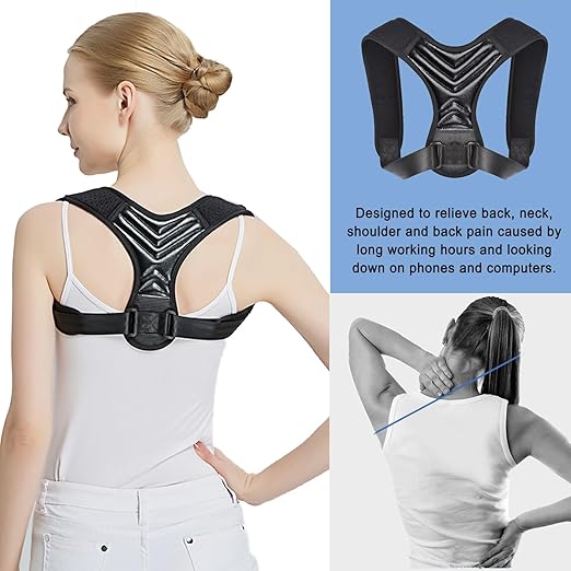 Posture Corrector, Back Brace for Women and Men, Adjustable Back Support, Shoulder Straightener for Improving Hunchback, Providing Pain Relief from Neck, Shoulder, and Upper Back-Black