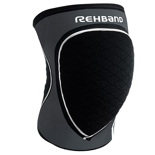 Rehband Knee Pads for Volleyball, Handball & Indoor Sports, Neoprene Knee Sleeve Protector, Comfortable & Snug Fit, Shock-absorbing Sports Knee Pads Unisex, Colour:Steel Grey, Size:XX-Large
