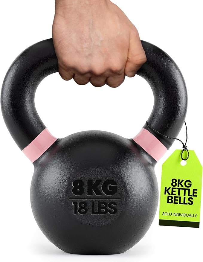 Rage Fitness Single Cast Iron Kettlebell | Powder Coated - Wide Handle Weights for Core & Glute Workouts; Swings, Squats, Deadlifts; Strength, Endurance & Flexibility for Men & Women