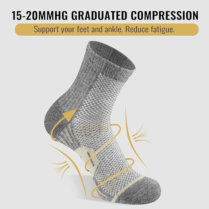 Copper Ankle Compression Socks for Men and Women(6 pairs), Breathable Arch Support Short Running Socks