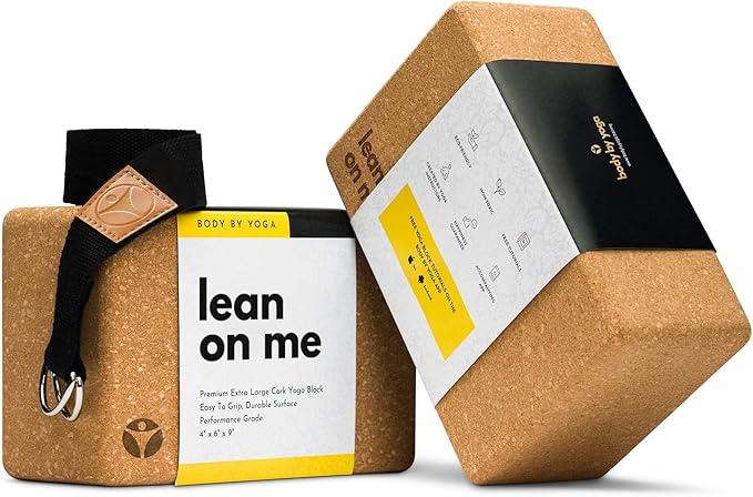 Cork Yoga Blocks 2 Pack – High Density Non Slip with Select Cork Grain for Chip-Resistant Durability | Extra Thick 4” for Support & Stability | Natural, Smooth, and Crumble Free | Body By Yoga