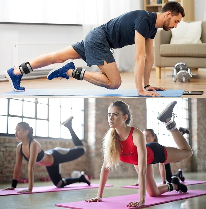 Sportneer Adjustable Ankle Weights Set - 1 Pair (2-10 lbs) Removable Sandbags for Women & Men, Comfortable Neoprene Leg Weights for Walking, Running, Pilates, Yoga, Home Workout & Physical Therapy