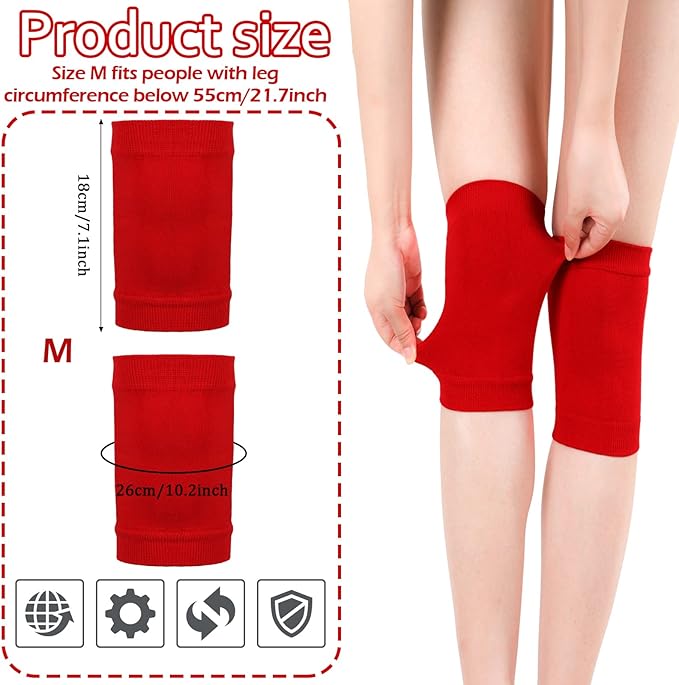 Geyoga 4 Pairs Knee Warmers for Women Men Breathable Leg Warmers Knee Brace Pad Leg Compression Sleeve for Cycling Running(Gray, Black, Red, Peacock Blue,Medium)