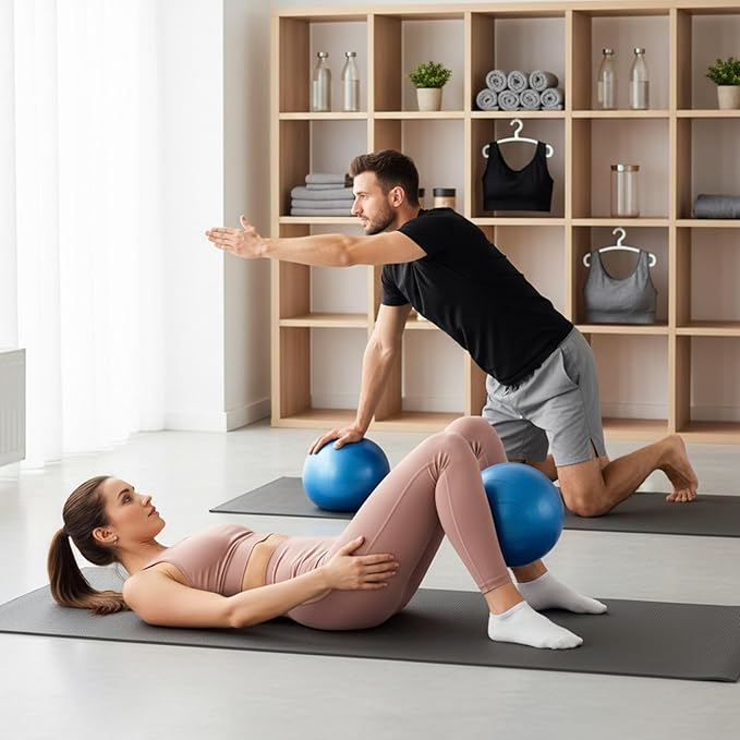 Aoriher 10 Pcs Small Exercise Pilates Ball Bulk 9 Inch Mini Yoga Balls Anti Burst and Slip for Stability Fitness Physical Therapy Stretching & Core Workout at Home Gym Office Class
