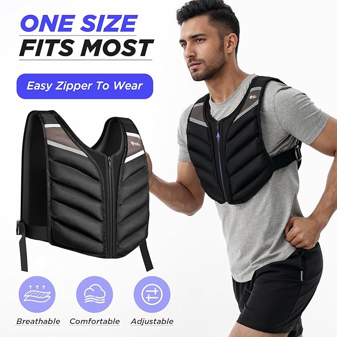 Weighted Vest Men Women,10lb/15lb/20lb Weight Vest for Women Workout,Body Weight Vests with Reflective Stripe for Workout,Strength Training,Running,Walking,Weightlifting