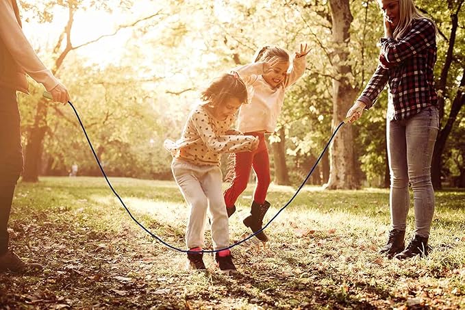 Double Dutch Jump Rope 16 ft 2 Pack, Adjustable Long Skipping Rope with Wooden Handle, Multiplayer Team Jumping Rope for Kids Adults, Long Enough for 5-6 Jumpers