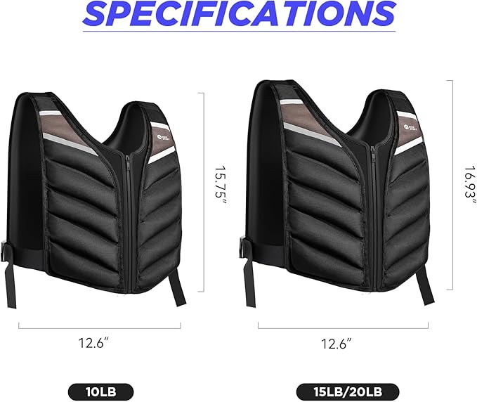 Weighted Vest Men Women,10lb/15lb/20lb Weight Vest for Women Workout,Body Weight Vests with Reflective Stripe for Workout,Strength Training,Running,Walking,Weightlifting