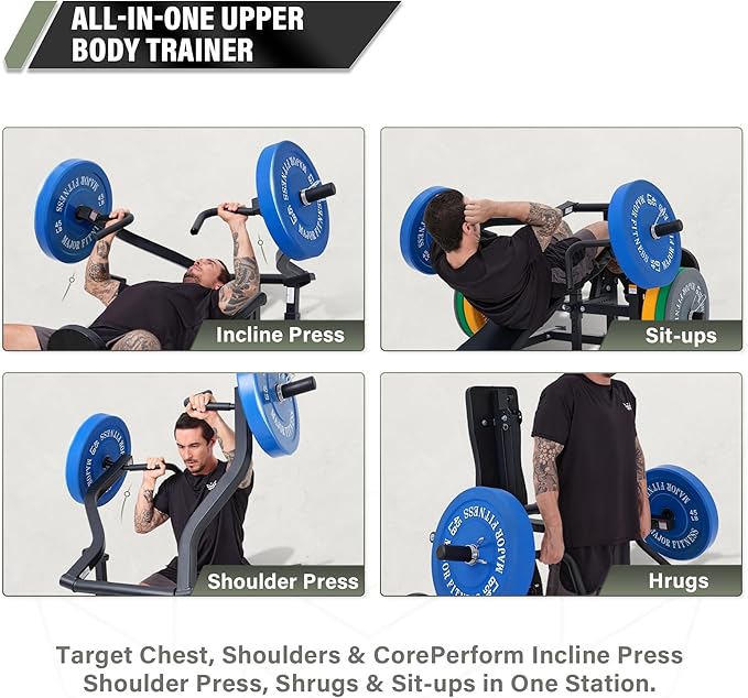 Major Fitness Drone P1 Bench Press Rack with Independent Arms – Adjustable Flat & Incline Bench Press for Chest & AB Workouts – Perfect Home Gym Equipment