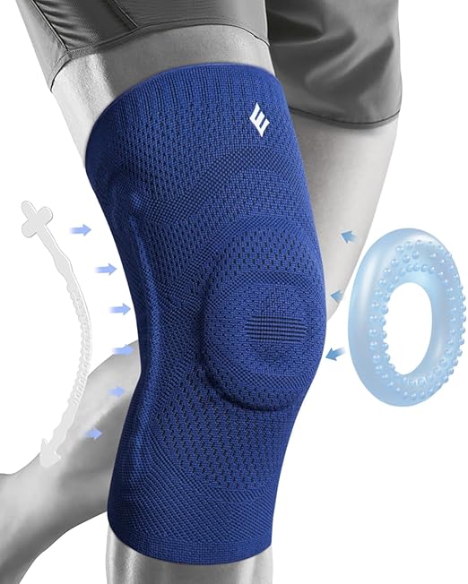 NEENCA Compression Knee Sleeve with Patella Stabilizer - Enhanced Stability, Joint Pain Relief & Improved Performance for Sports, Fitness & Recovery (DarkBlue, XX-Large)