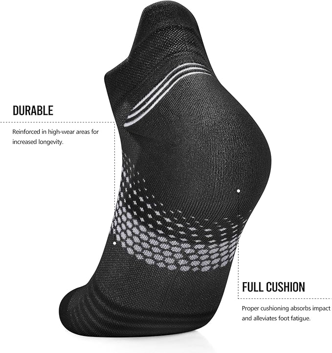 PAPLUS Ankle Compression Socks for Women 6 Pairs, Running Socks with Heel Tab, Cushioned Low Cut Athletic Socks