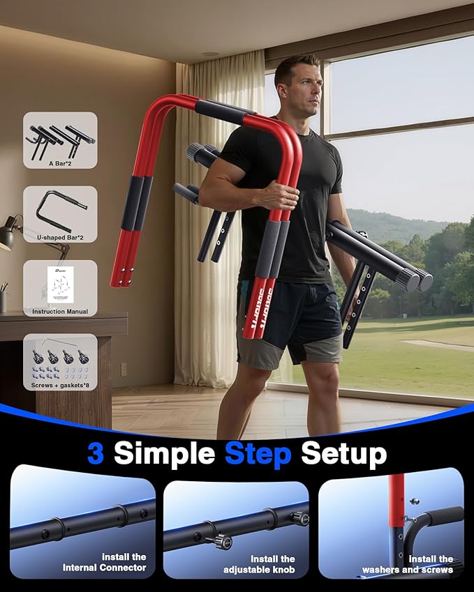 2026 Upgrade Adjustable 2-in-1 Dip Bar Station & Push Up Bars for Home Gym Calisthenics Equipment Parallel Bars with 420LB Stable Design, Functional Heavy Dip Stand,Black