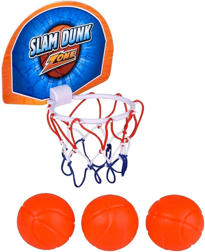 Zugar Land Bath Time Mini Basketball Slam Dunk Zone Shooting Game (6") 3 Balls That Float Included. Suctions to The Wall. Plastic. Bathtub Toy for Boys and Girls. (1 Set)