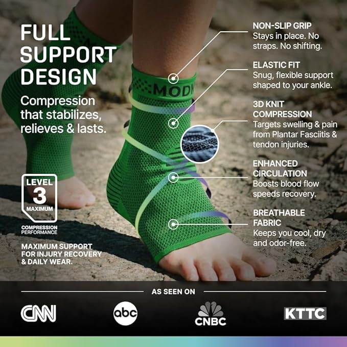 Modvel Ankle Brace for Women & Men - Compression Ankle Sleeve & Foot Brace, Right Left Ankle Support for Sprained Ankle, Achilles Tendonitis, Plantar Fasciitis Relief, Running Basketball Soccer