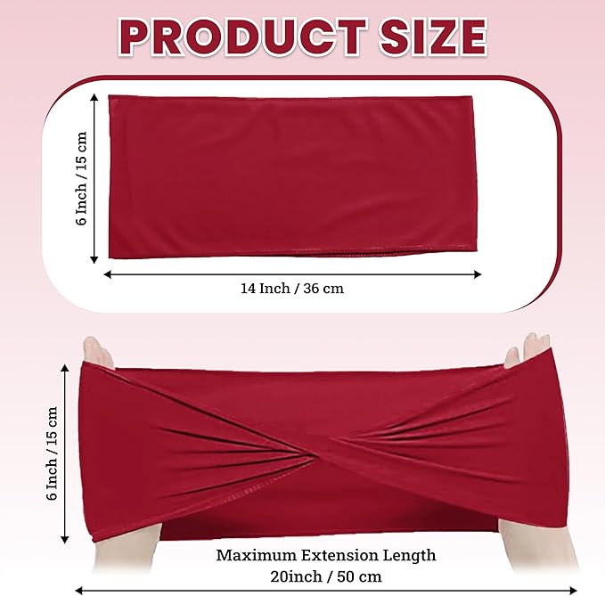 MDS Pack of 10 Spandex Chair Sashes Bows Elastic Stretch Dining Chair Bands Ties Without Slider Buckle Universal fits for Wedding Baby Shower Birthday Party Banquet Event Decoration - Apple Red