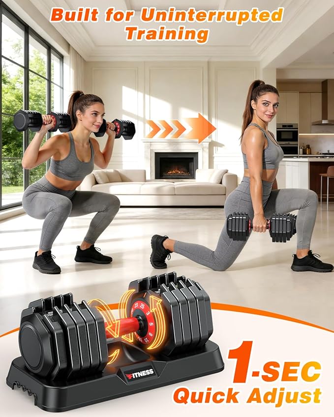 XDDIAS Adjustable Dumbbell Set of 2, 25/55/80LB Dumbbell Set-Fast Adjust Weights Set, 5/10/16 in 1 Free Weights Dumbbells Set with Anti-Slip Metal Handle, Compact Size for Men/Women Home Gym Equipment
