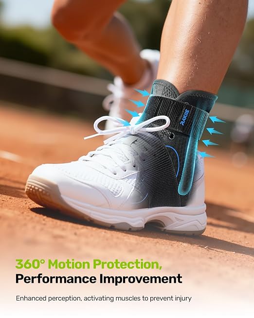Rakiie Quick Lace Up Ankle Brace with 2 Metal Support Stays, Breathable Stabilizer for Sprained Ankle, Slim Fit Ankle Support for Men & Women, Sports, Running, Basketball (Black, XL)