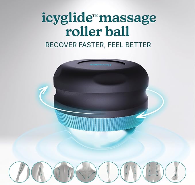Homedics IcyGlide Massage Roller Ball, Cryo Ball Cold Therapy for Rapid Pain Relief, 360-Degree EasyGlide Technology, Great for Post-Workout Muscle Recovery, Full Body Treatment, Compact & Portable