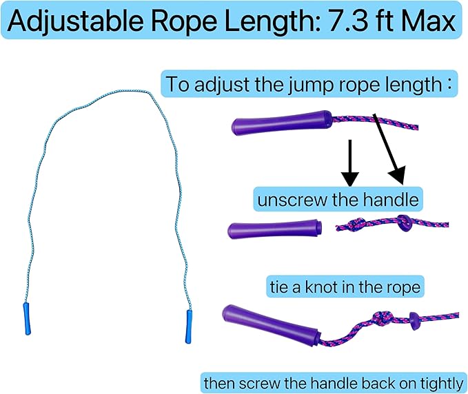 GiftExpress Adjustable Size Colorful Jump Rope for Kids and Teens - Outdoor Indoor Fun Games Skipping Rope Exercise Fitness Activity and Party Favor - Assorted Colors Pack of (6)