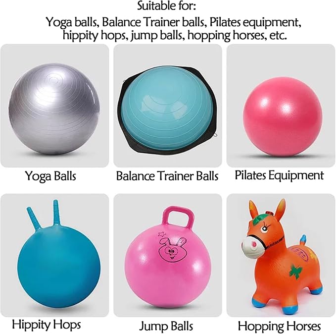 Exercise Yoga Ball Pump with Plug Replacement Air Stopper Plug Pin Adapter Kit Manual Foot Pump for Fitness Ball Pilates Swiss Balance Stability Balls Gym Outdoor Home