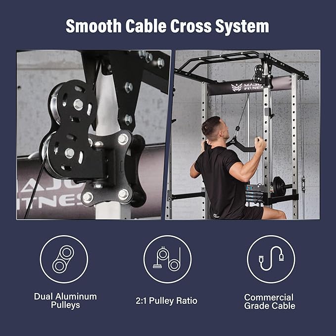 MAJOR FITNESS Drone1 Power Cage - Multi-Function Power Rack for Home Gym, Squat Rack, Cable Crossover System, for Strength Training