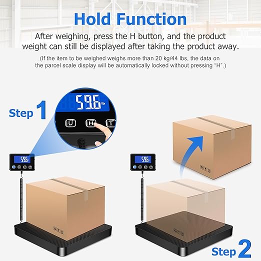KUAIVO Shipping Scale, 440 lbs/0.35oz High Accurate Digital Postal Scale with Hold/Tare Function, Postage Scale for Packages, Luggage, Small Business, Home Use, Battery & Charging Cable Include