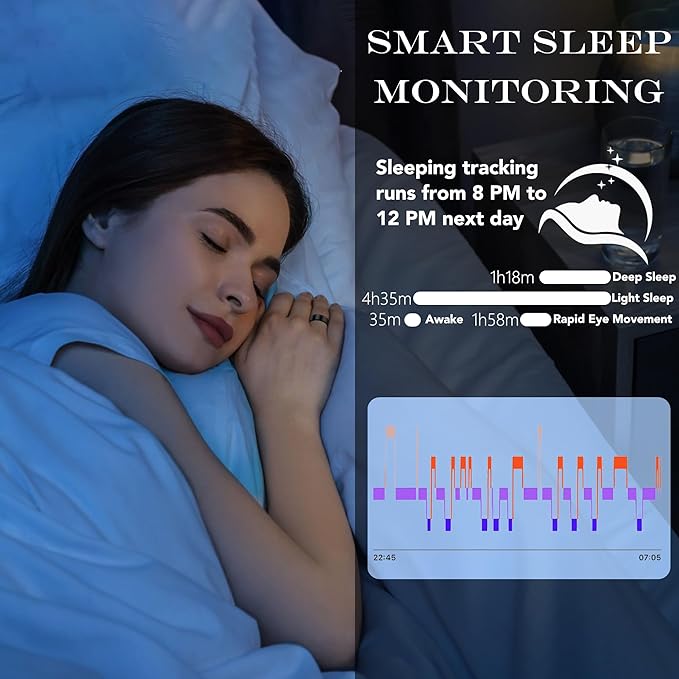 Smart Health Ring for Women Men Fitness Tracker with Heart Rate, Blood Oxygen, Blood Pressure, Sleep Monitoring, Step Counting, IP68 Waterproof for iOS and Android, No APP Fee, Rose Gold 7