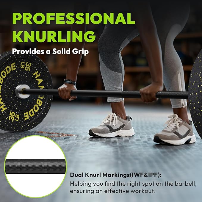 Olympic Barbell, 45lb 2-inch Weight Bar for Bench Press, 7ft Olympic Power Bar, 1000 lb/1500 lb High-Capacity, Hard Chrome, Knurled Grip, Strength Training Deadlift Weightlifting Squat