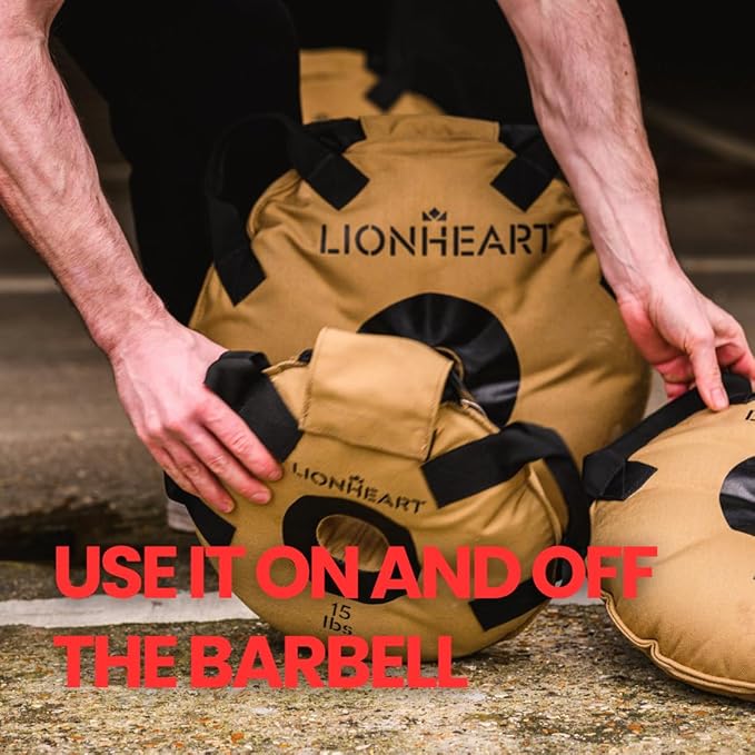 Lionheart Sand Bag Weight Plates Set | Sandbags for Working Out | Home Gym Bumper Plates | Travel-Friendly Sandbag for Fitness & Weight Training | Unfilled 10, 15, 25, 35, 45 lb Plates (Set of 2)