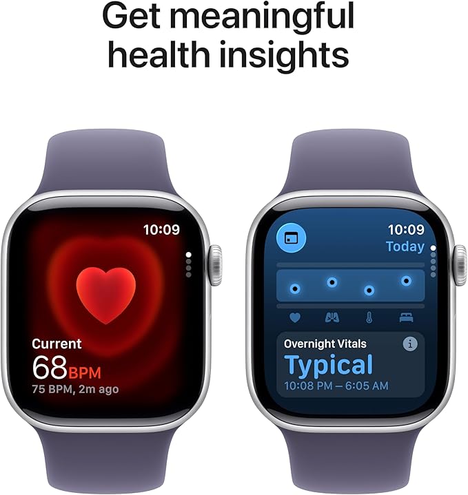 Apple Watch Series 11 [GPS + Cellular 42mm] Smartwatch with Silver Aluminium Case with Purple Fog Sport Band - S/M. Sleep Score, Fitness Tracker, Health Monitoring with AppleCare+ (2 Years)