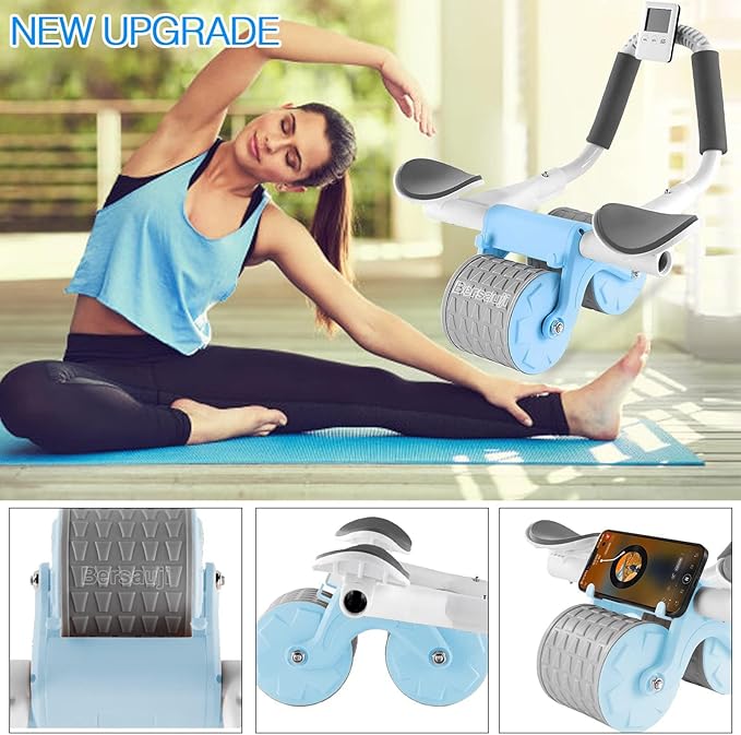 2026 New Ab Roller Wheel with Knee Mat &Timer, Automatic Rebound Abdominal Wheel, Ab Abdominal Exercise Roller with Elbow Support, Abs Workout Equipment Ab Exercise Roller for Women Men