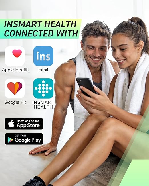 INSMART Body Fat Scale, Smart Scale for Body Weight 0.1lb High Accuracy, Digital Bathroom Weight Scale for BMI, Body Fat, Muscle 17 Body Composition Analyzer Sync with App, LED Display, 400lb, Black
