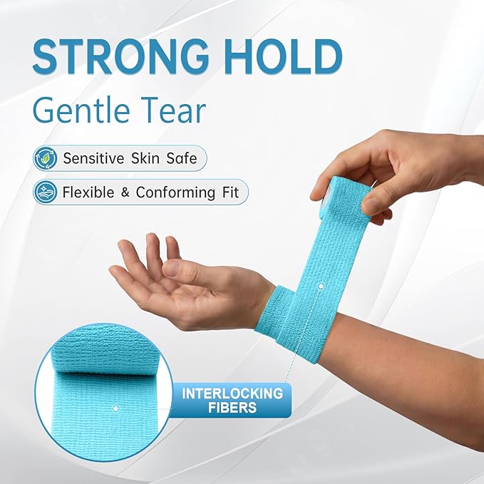 18 Pack Self Adhesive Bandage, 2 Inch Multi-Colored Elastic Cohesive Bandage Wrap, Athletic Tape for Ankle Wrist and Finger Support, Reliable Sports Wrap for Athletic Use and Home Care