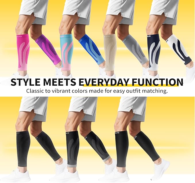 CAMBIVO 3-Pair Calf Compression Sleeves for Men & Women – Footless Socks for Shin Splints & Leg Pain Relief, 1 Pair Available