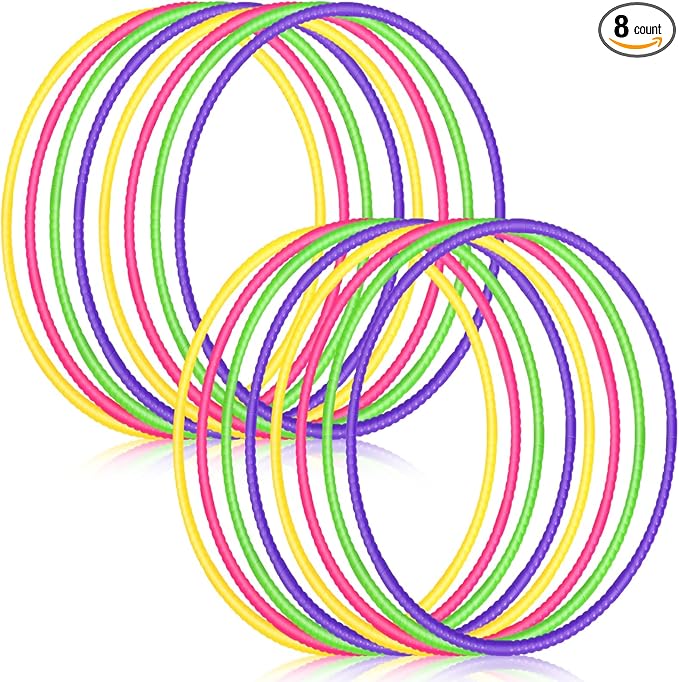 Sratte 8 Pcs Color Hoop Detachable Adjustable Exercise Ring Plastic Hoop for Gymnastics Dog Agility Equipment Party Decor, 4 Colors