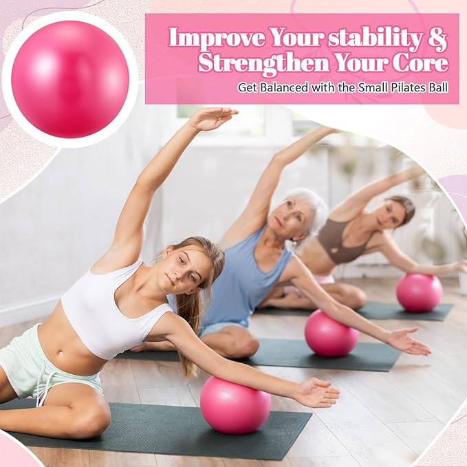 Sotiff 20 Pcs 9 Inch Pilates Ball Bulk Exercise Pilates Ball Mini Yoga Balls Therapy Core for Stability Barre Training Stretching Physical Posture Training Gym Workout with Inflation Tube