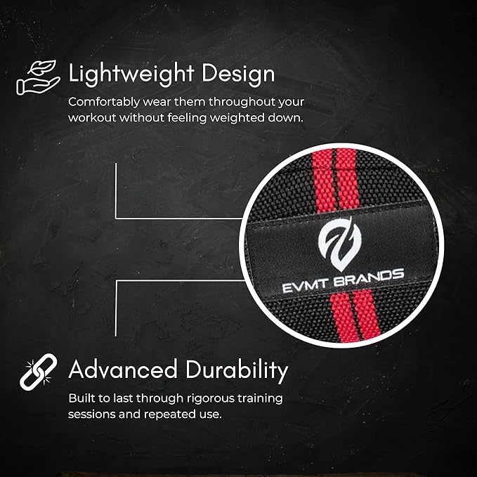 EVMT Premium Wrist Wraps for Weightlifting | Durable Lifting Straps for Enhanced Wrist Support | Perfect for Strength Training, Gym Workouts & General Athletics