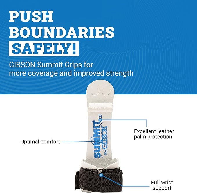 Gibson Athletic Summit Ring Gymnastic Grips for Boys, Durable Leather Grip for Secure Grip, Hand Grips for Early Competitor Gymnasts, Gymnastics Grips for Boys - Made In USA
