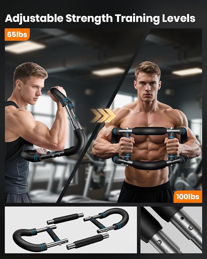 Upgraded Twister Arm Trainer, Adjustable Chest Workout Equipment, Portable Arm Exerciser for Upper Body Strength Training, Detachable Power Twister Bar for Home Gym Fitness