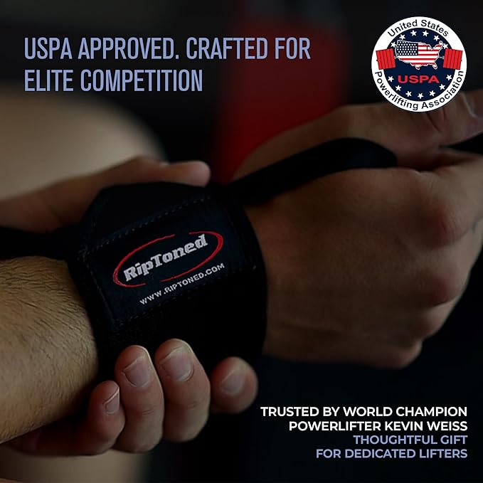 Rip Toned Wrist Wraps for Weightlifting – USPA & USAPL Approved 18" Wrist Straps for Powerlifting – Adjustable, Durable Gym Wraps with Thumb Loop – Maximum Support for Men & Women
