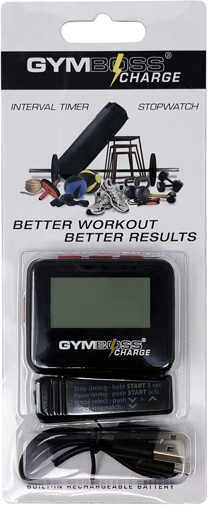 Gymboss Charge Interval Timer and Stopwatch & Watchstrap - Bundle