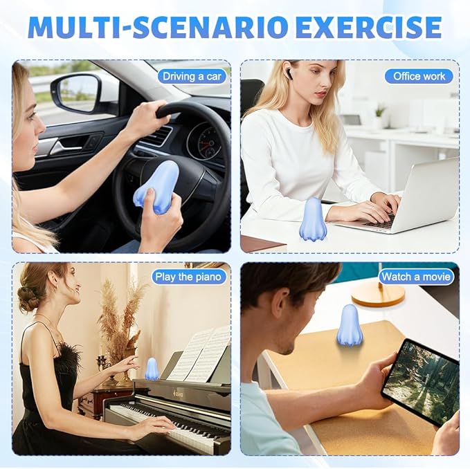 Mini Handheld Electric Massager, Ultra-Soft Squeeze Vibrating Massage Ball with 10 Modes, Waterproof Cordless TMJ Finger & Hand Massager for Stress Relief and Relaxation
