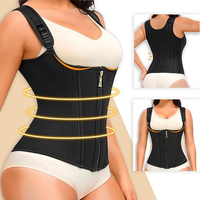YADIFEN Waist Trainer for Women,Zipper Corset Body Shaper for Tummy Control Neoprene Cincher Sweat Sauna Vest Tank Top