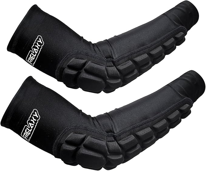 Frelaxy Padded Elbow Forearm Sleeves 2 Pack Compression Crashproof Arm Pads for Football Basketball Volleyball Soccer