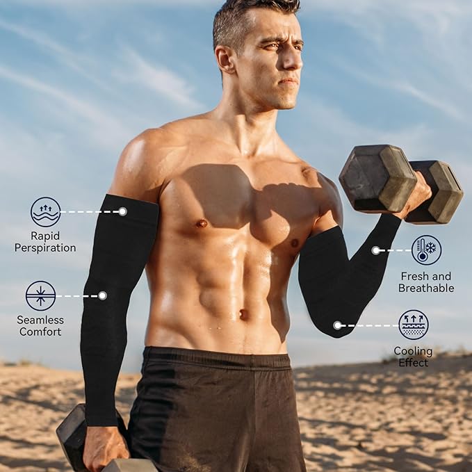 Arm Sleeves for Men Women to Cover Arms with Thumb Holes, Sun UV Protection Arm Warmers, for Volleyball Football Golf